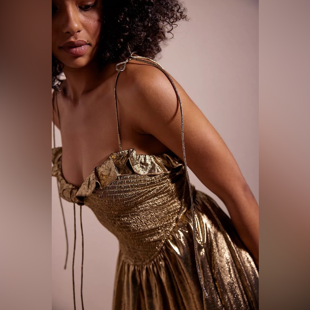 For Love And Lemons Metallic Gold Dress - Picture 5 of 7